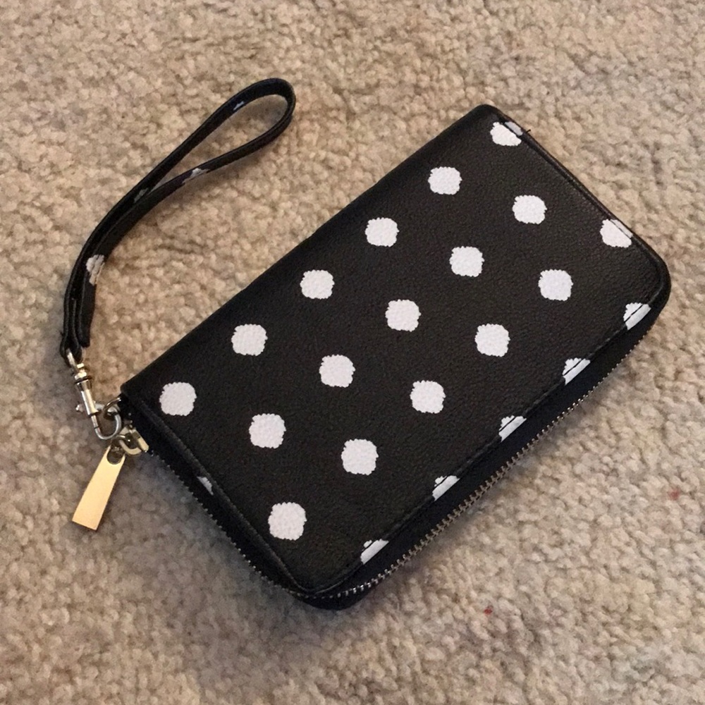 Polka dot clutch